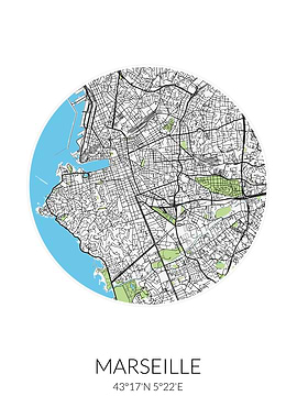 Marseille City Map White