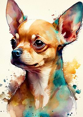 Chihuahua Watercolor Anima