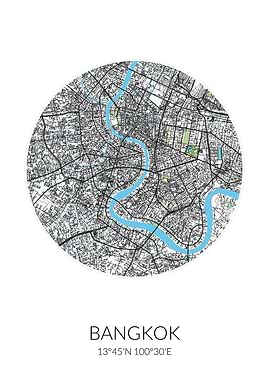 Bangkok City Map White