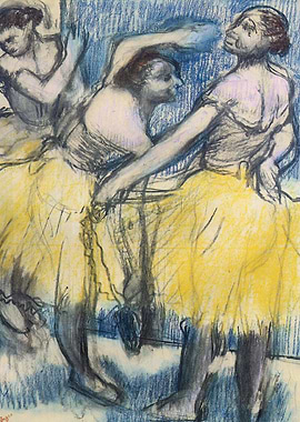 three dancers in yellow