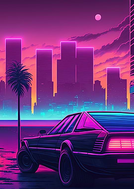 retro neon car