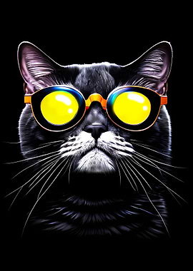 cat on black background