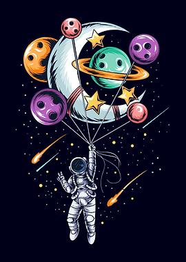 Astronaut flies in space