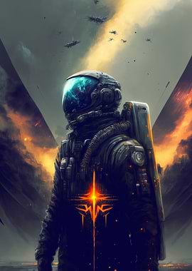 Astronaut with Flames