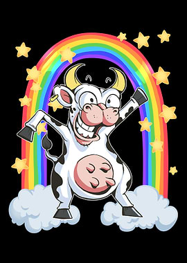 Rainbow cow crazy dancing