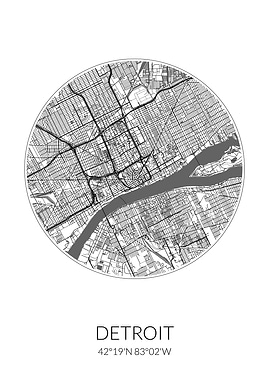 Detroit City Map White