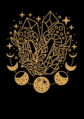Mushrooms Crystals Moon
