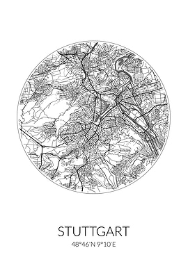 Stuttgart City Map White