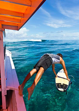 Indonesia Surfer Jumping