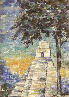 Mayan ruins Tikal artwork