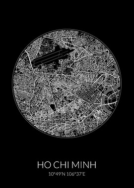 Ho Chi Minh City Map Black