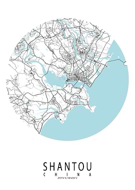 Shantou City Map Circle
