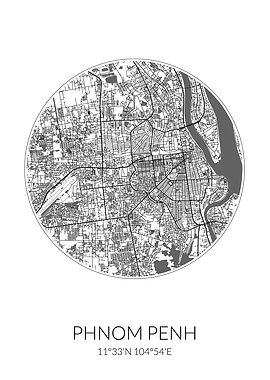 Phnom Penh City Map White
