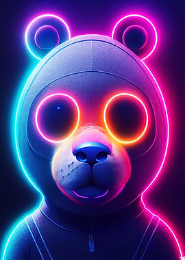vaporwave neon bear