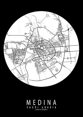 Medina City Map Full Moon