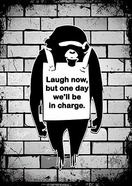 Banksy Monkey Laugh Now