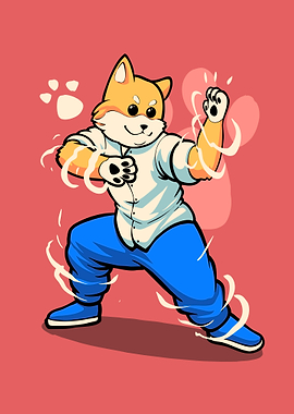 akita karate pose fighting