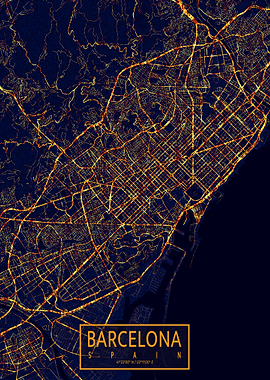 Barcelona City At Night