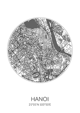 Hanoi City Map White