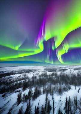 Aurora in snow