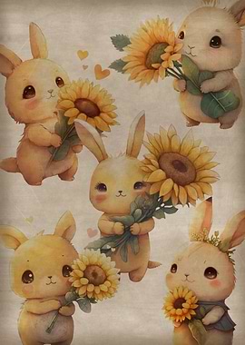 Sunflower and bunny