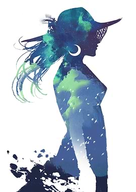 Double exposure of woman