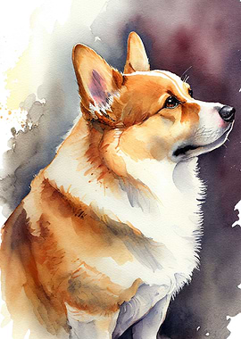 Corgi Watercolor Dog