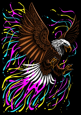 Tribal eagle splashing