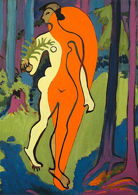nude in orange and yellow