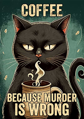 Coffee Cat Drinking Coffee