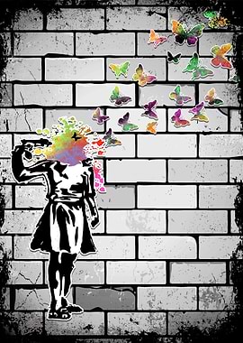 Banksy Butterfly Girl