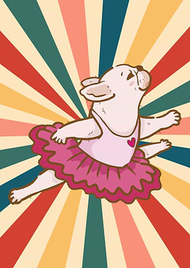 Balerina Pug Dog 80s Retro
