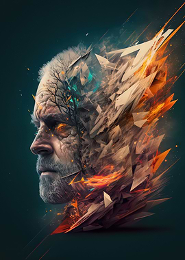 Face man tormented mind