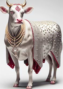 Sacred white cow portrait