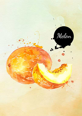 melon fruit watercolor