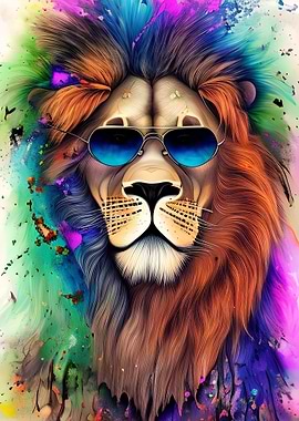 Funny Lion in Sunglasses
