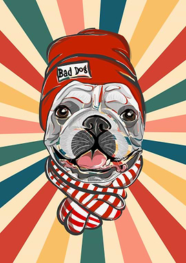 Cute Pug Dog 80s 90s Retro