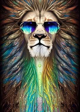 Funny Lion in Sunglasses
