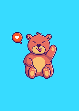 Cute Bear Waving Hand