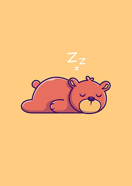 Cute Bear Sleeping Cartoon