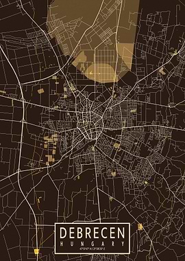 Debrecen City Map Pastel