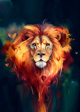 Lion Face WaterColor