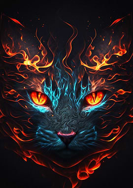 Paint Fire Cat Face New