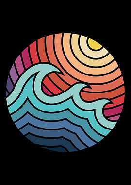 Waves Sunset illusions