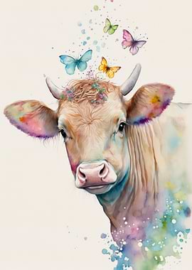Sweet Cow with butterflies