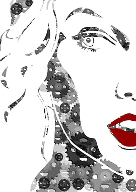 Black and white woman face