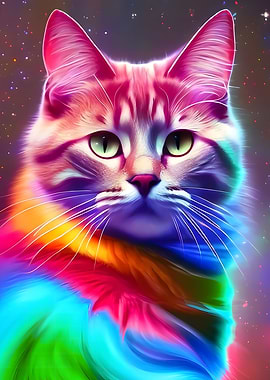 Psychedelic Space Cat