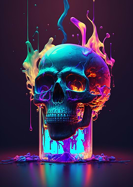 Colorful Neon Skull