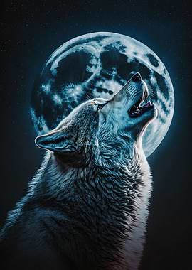 Wolf Howling at Moon