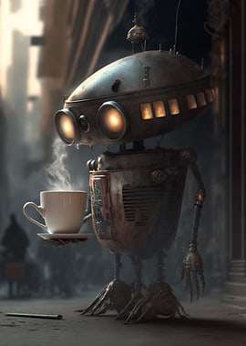 Robot serving a coffee